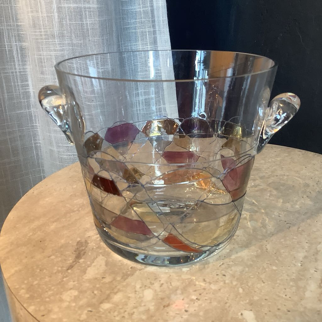 Vintage Milano Style, Stained Glass Ice Bucket