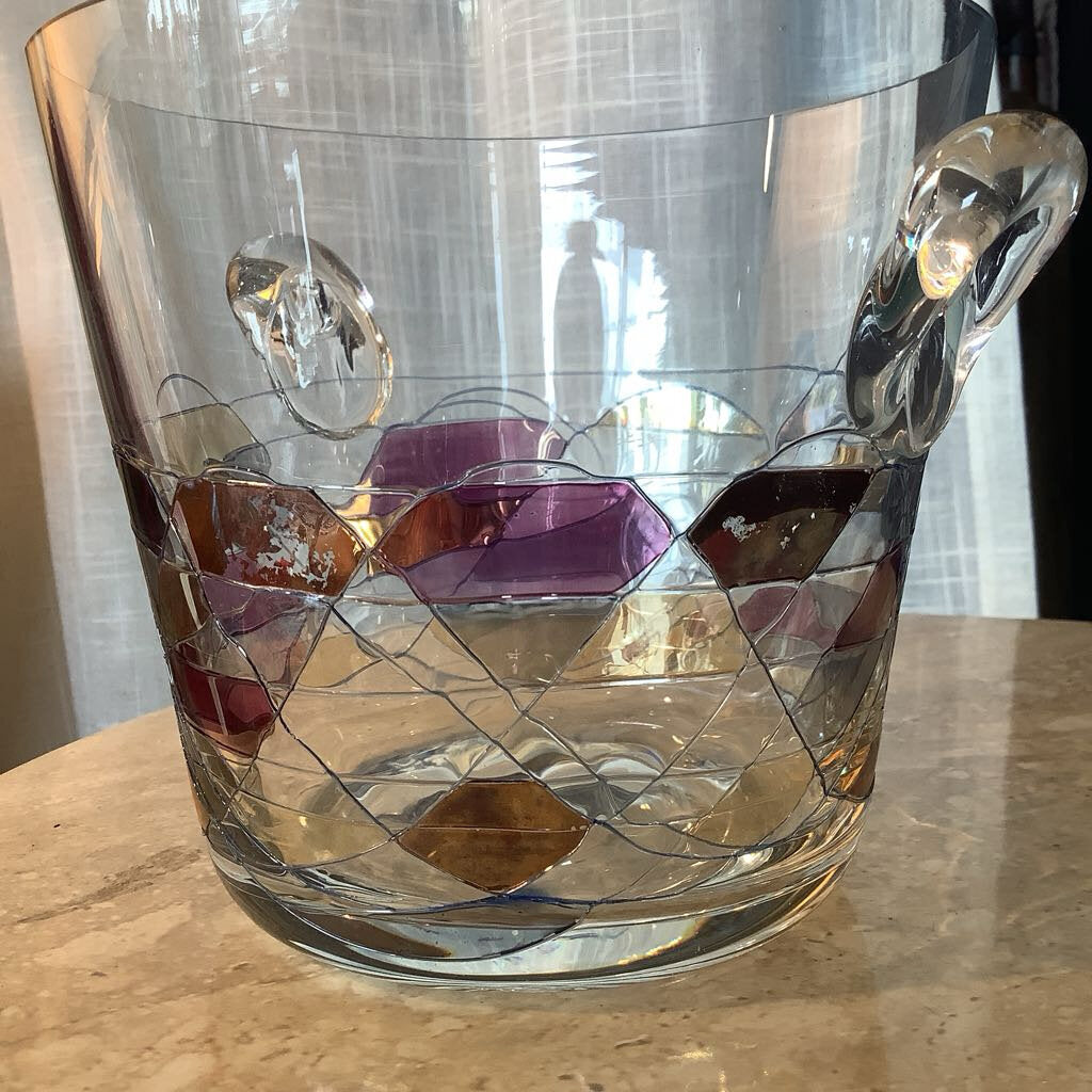 Vintage Milano Style, Stained Glass Ice Bucket