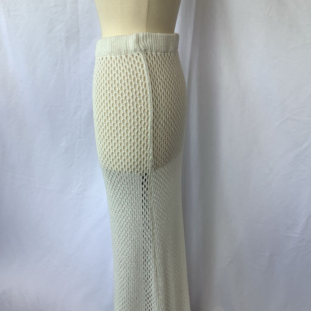 Crochet White Maxi Skirt with Embroidery