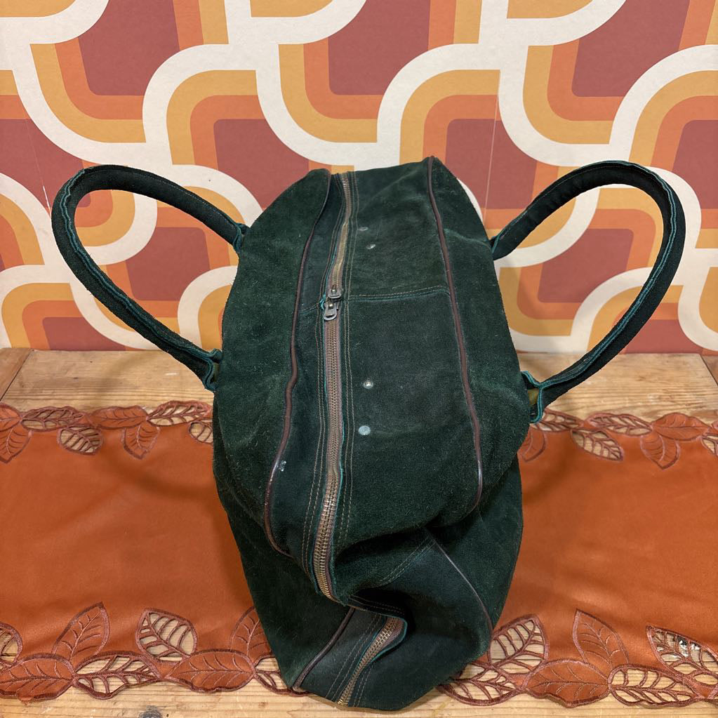 Vintage Green Suede Weekend Bag