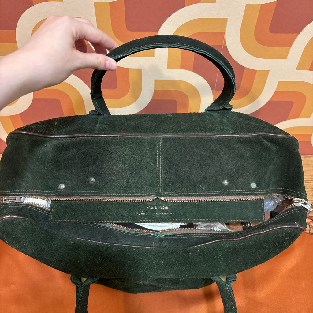 Vintage Green Suede Weekend Bag