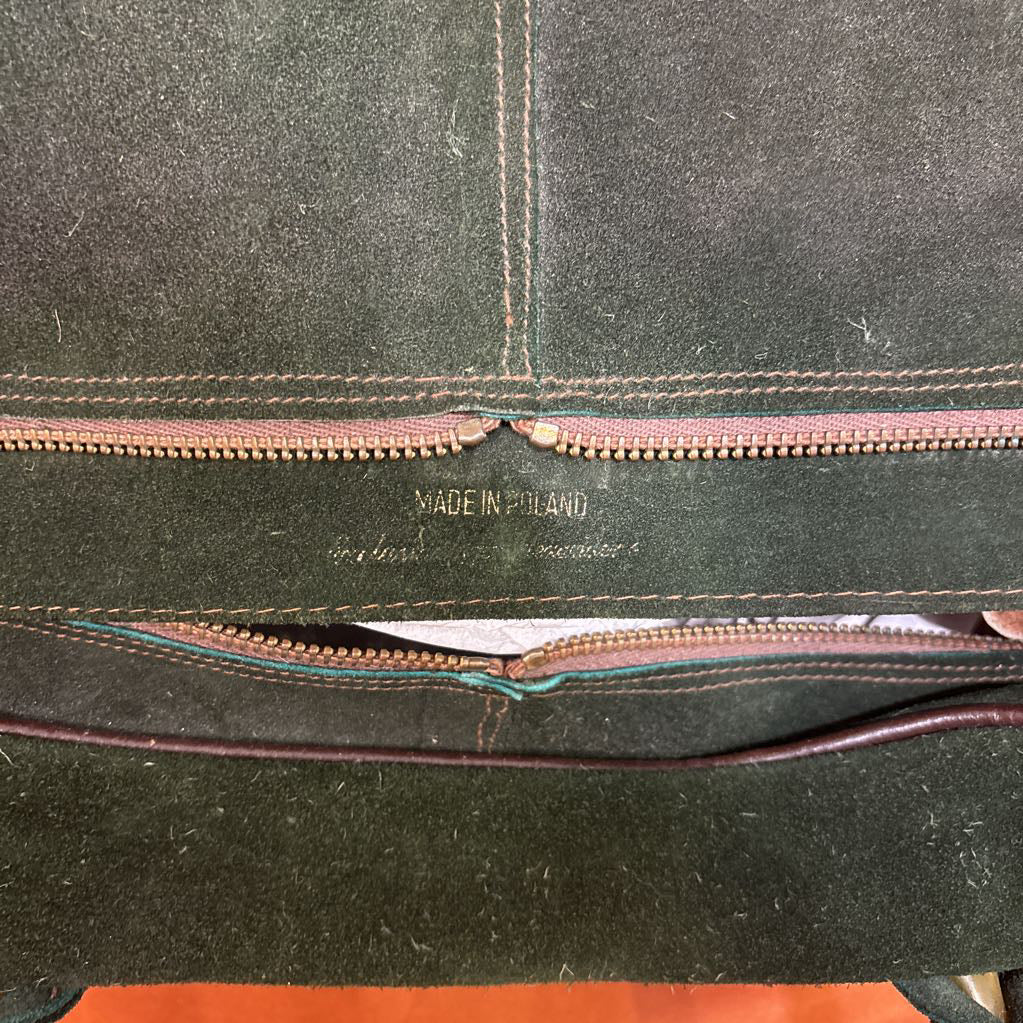 Vintage Green Suede Weekend Bag