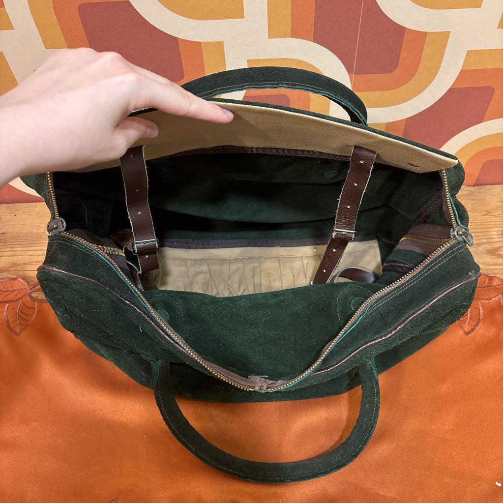 Vintage Green Suede Weekend Bag