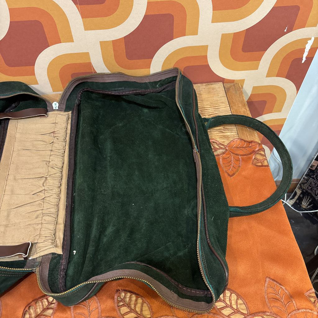 Vintage Green Suede Weekend Bag