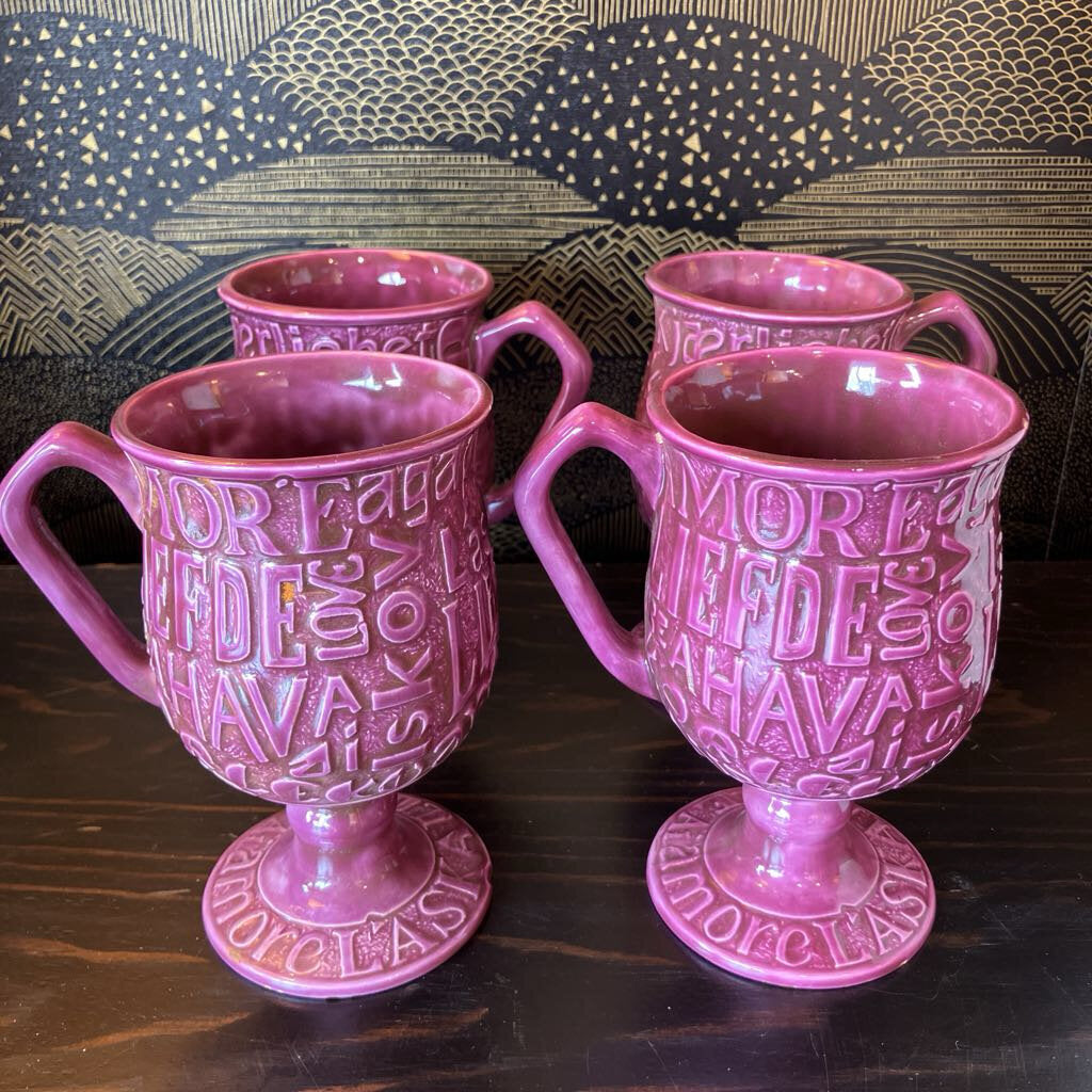 Vintage Set of Four Ceramic Love Mugs