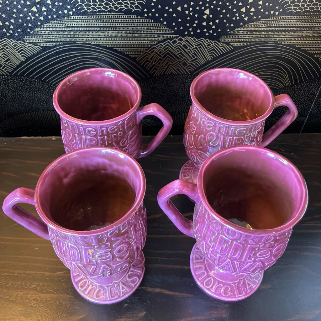 Vintage Set of Four Ceramic Love Mugs