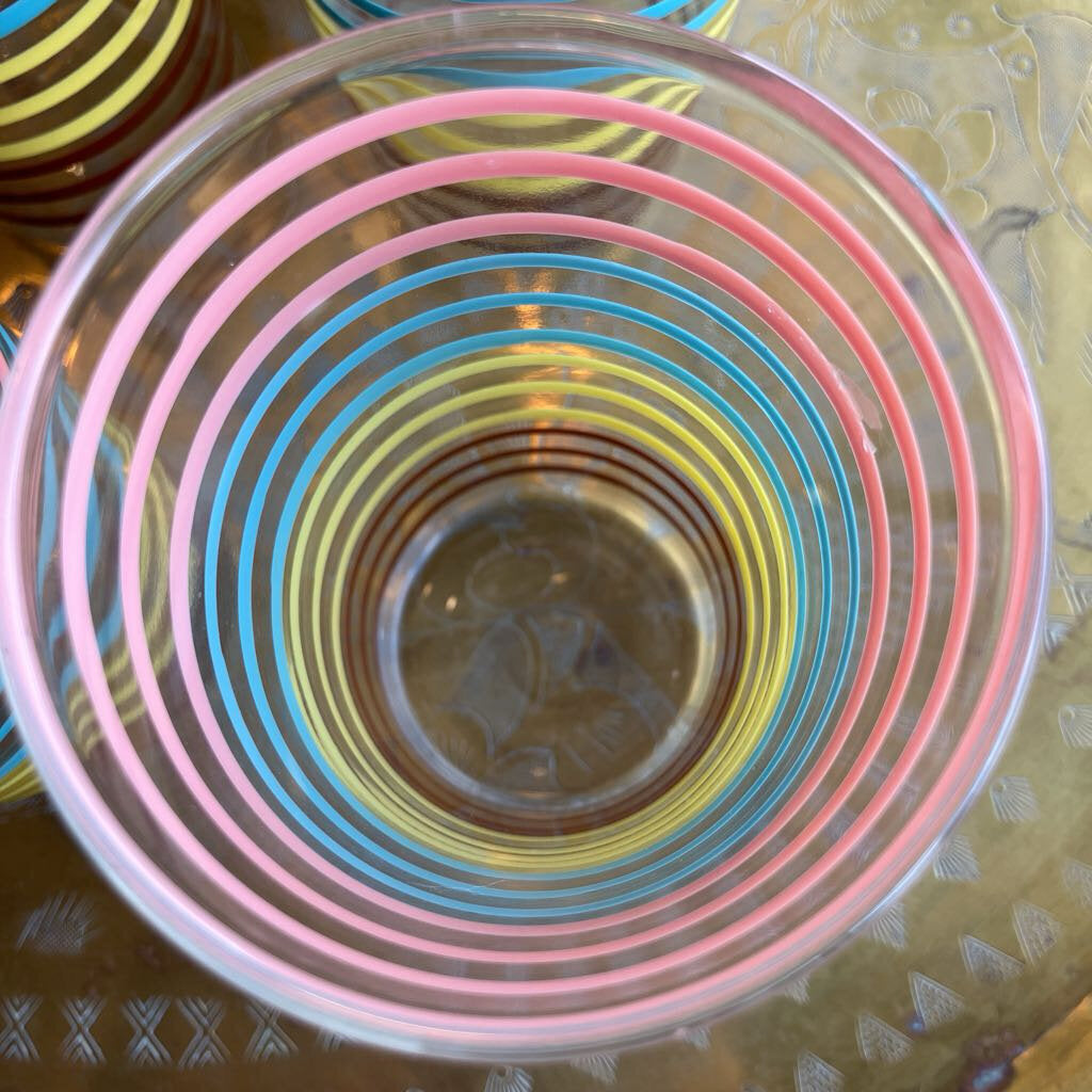 70's Set of Four Striped Tumbler Glasses