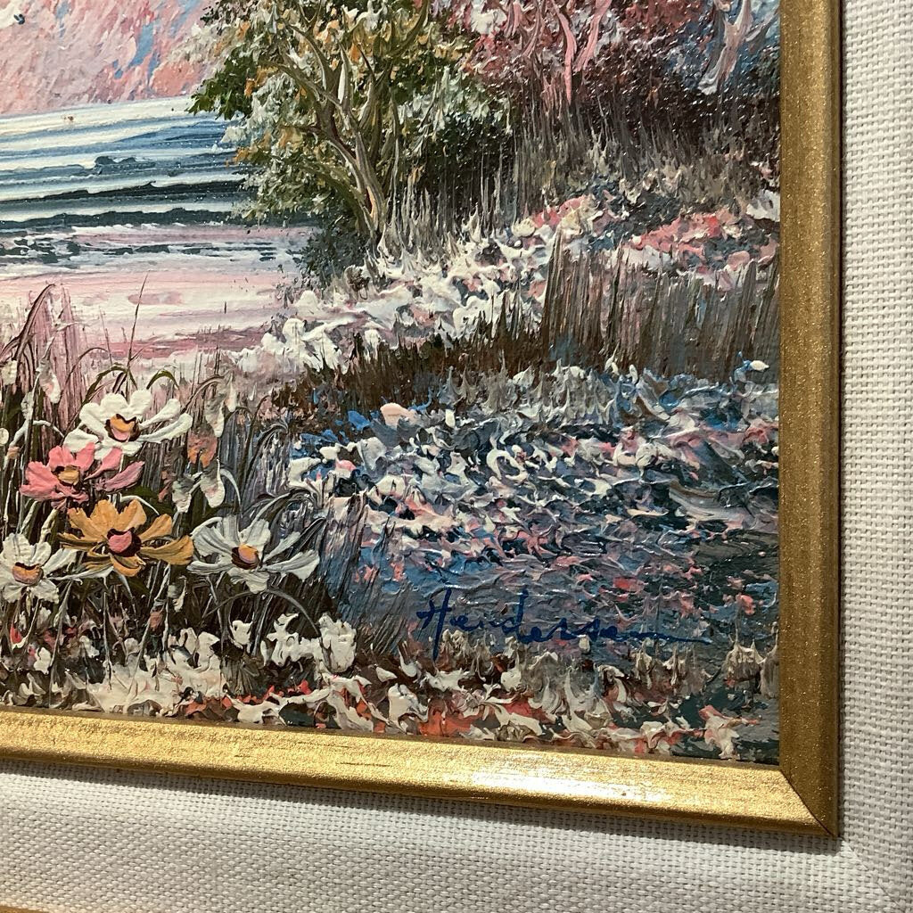 Vintage Oil on Canvas Lighthouse