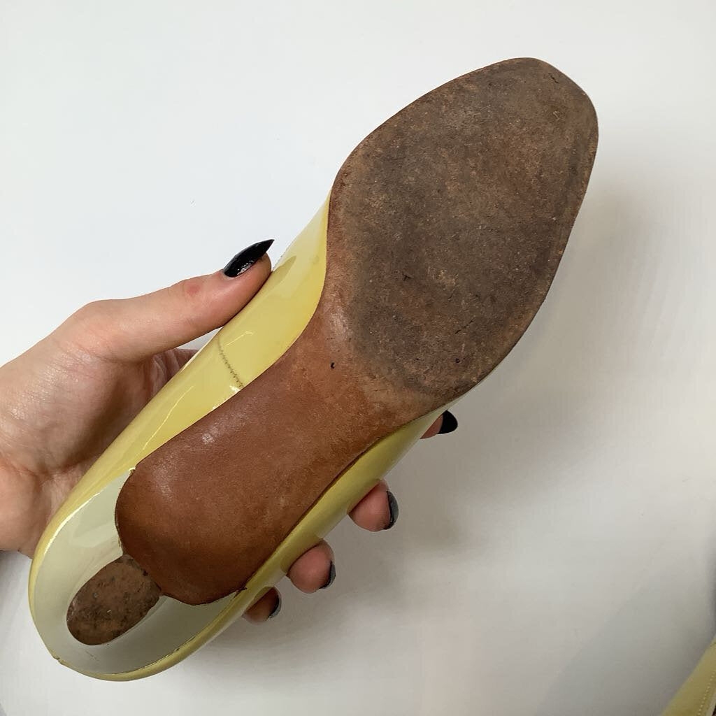 70s Butter Yellow Patent Pumps