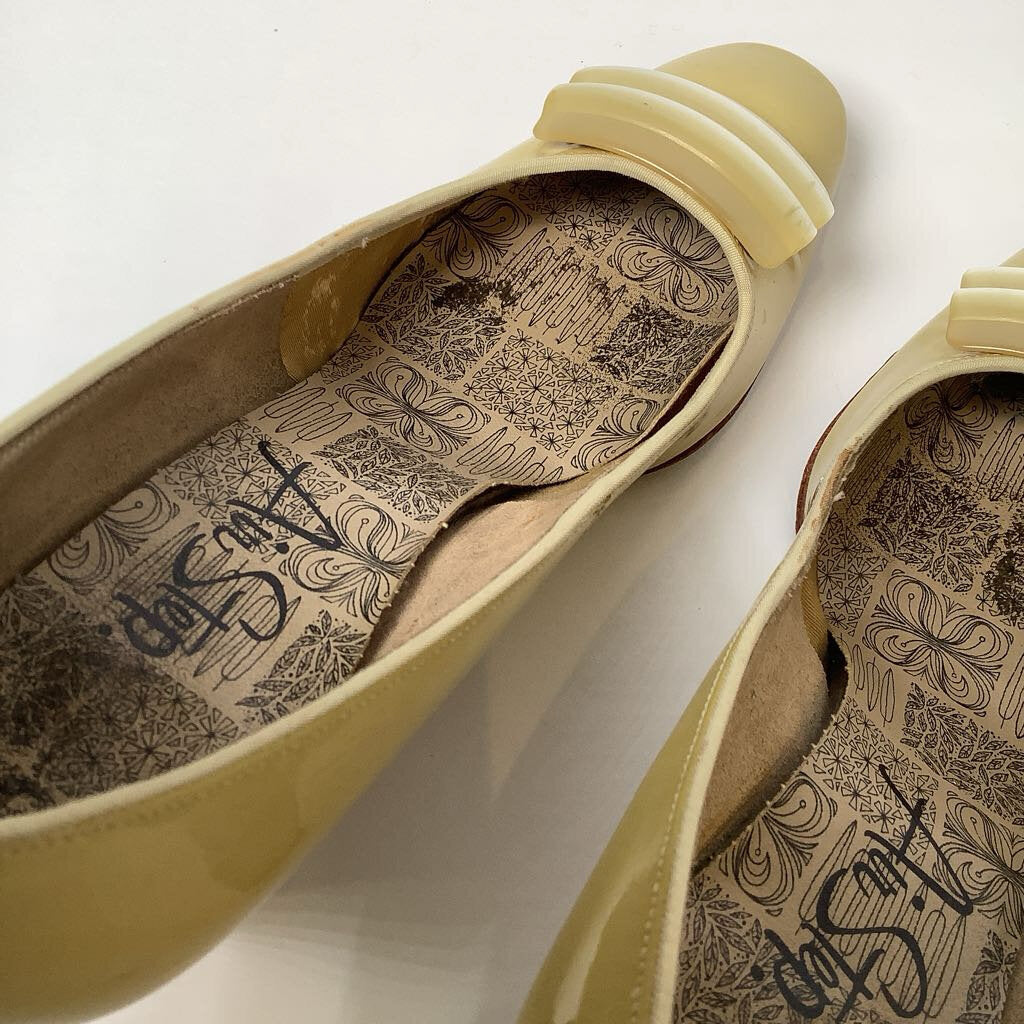 70s Butter Yellow Patent Pumps