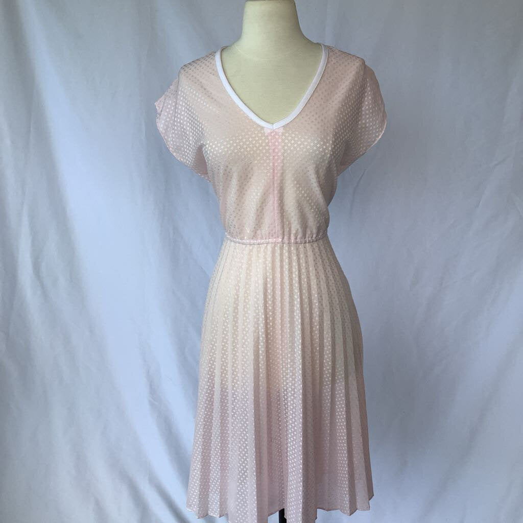 1970s Pink Square Dot Sheer Day Dress