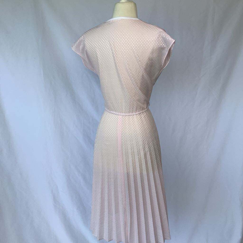 1970s Pink Square Dot Sheer Day Dress