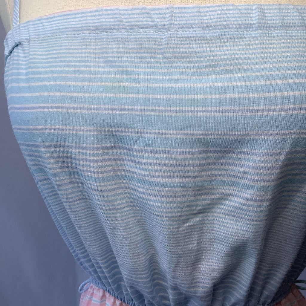 1970s Striped Multi-Colored Summer Day Dress