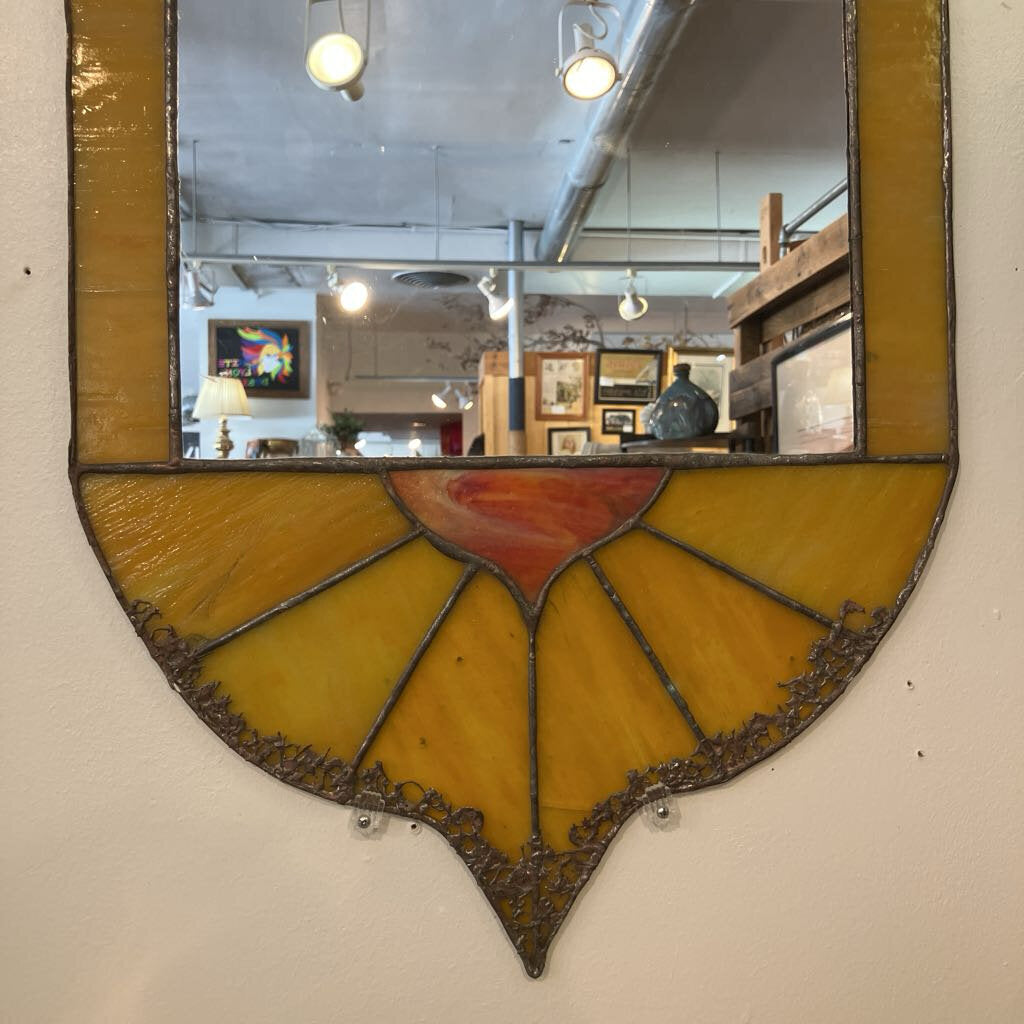 Vintage Gold Stained Glass Mirror