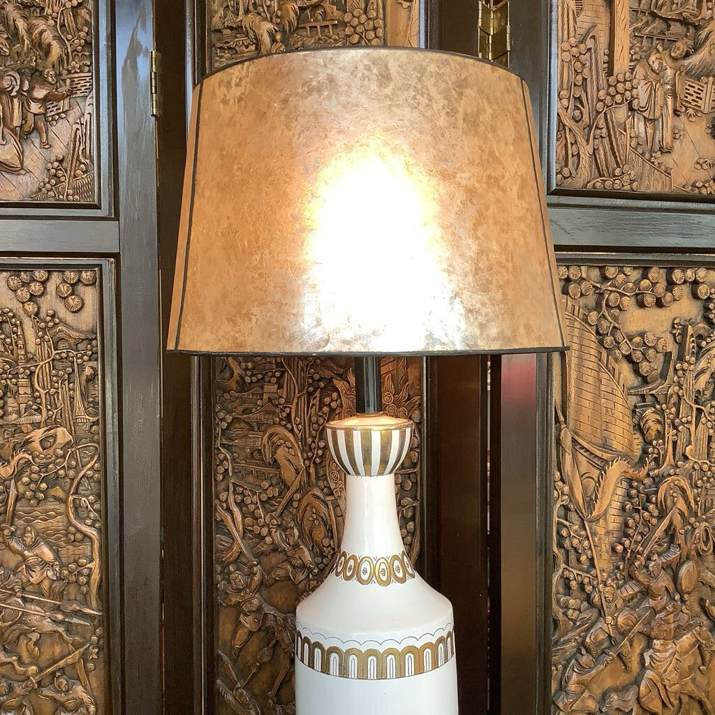 Mid Century White and Gold Lamp