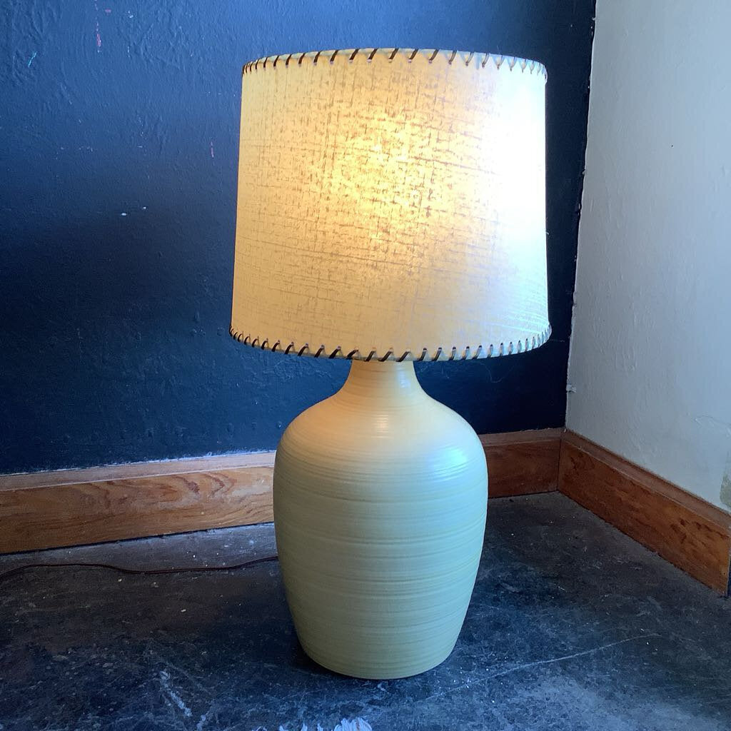 Mid Century Modern Minimalist Lamp w/ Original Fiberglass Lamp Shade