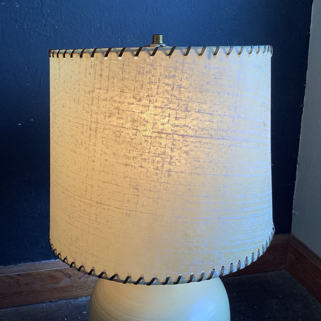 Mid Century Modern Minimalist Lamp w/ Original Fiberglass Lamp Shade