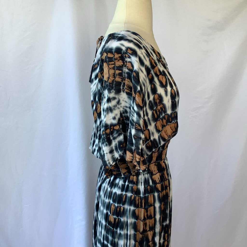Cotton Tie Dye Black and Brown Boho Dress