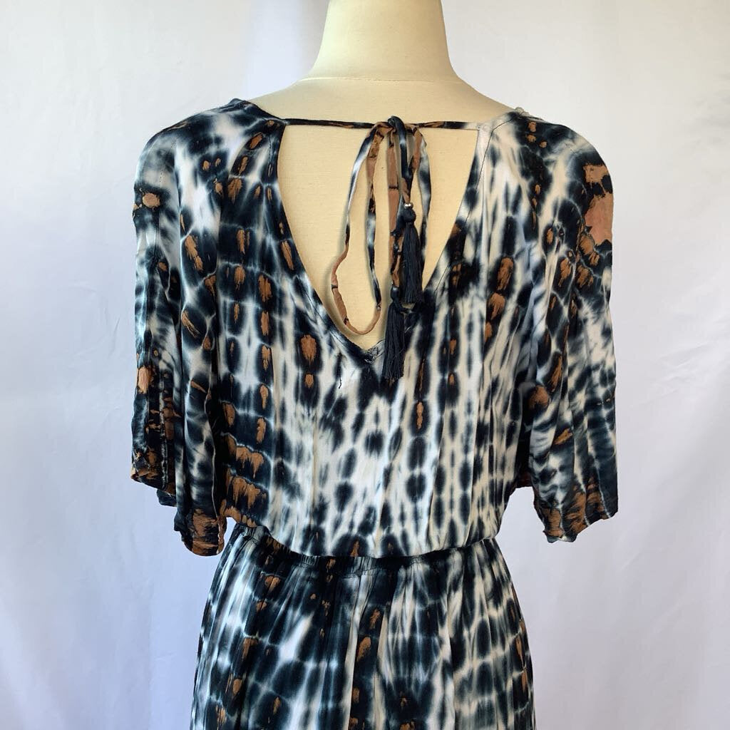 Cotton Tie Dye Black and Brown Boho Dress