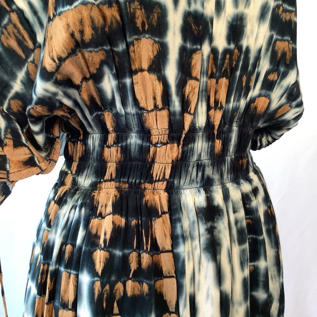 Cotton Tie Dye Black and Brown Boho Dress
