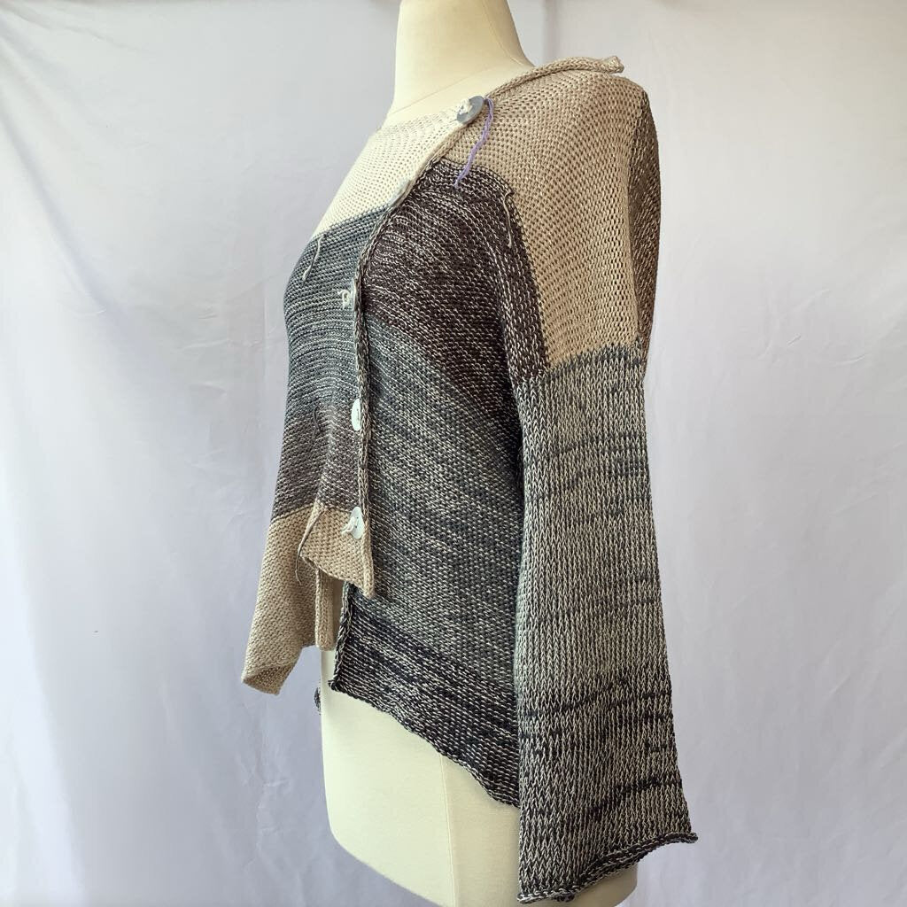 Hand-Knit Sweater Asymetrical with Drop Back