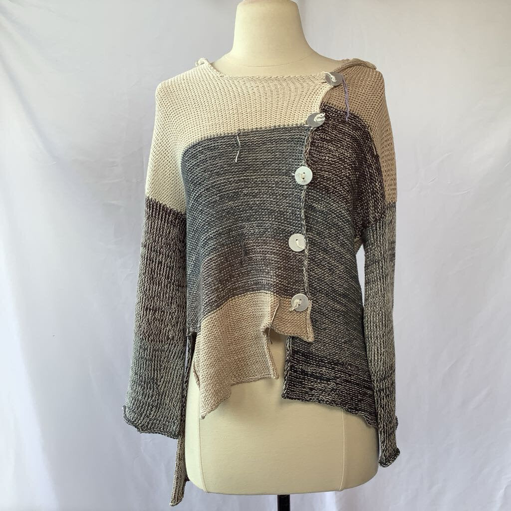 Hand-Knit Sweater Asymetrical with Drop Back