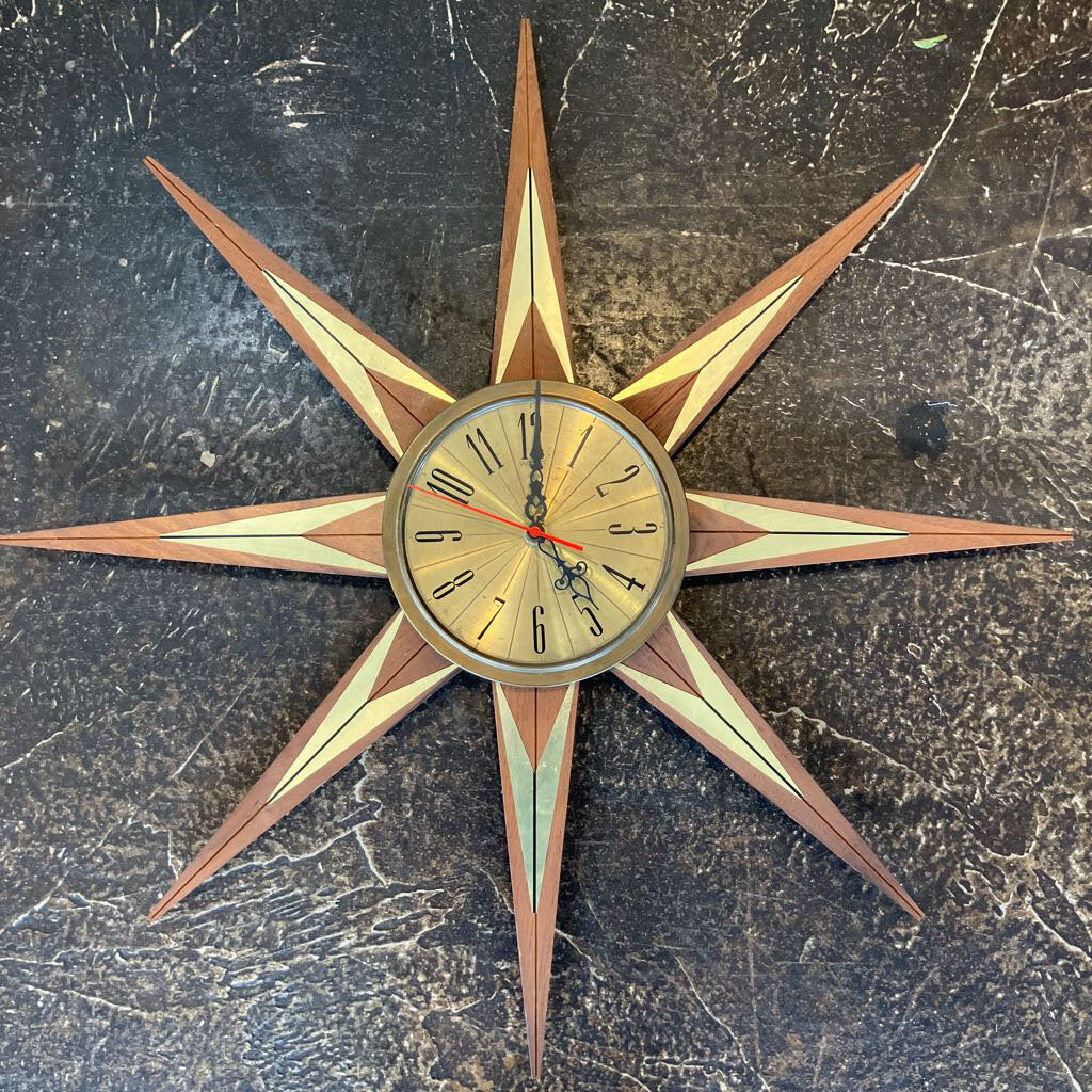 1960s Mid Century Modern Welby Starburst Clock