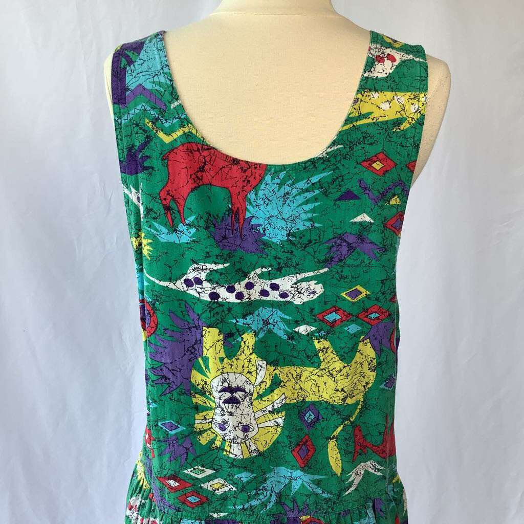 1990s Novelty Print Drop Waist Midi
