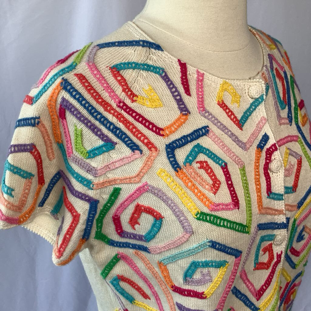 Y2K Michael Simon Rainbow Swirl Sweater Blouse