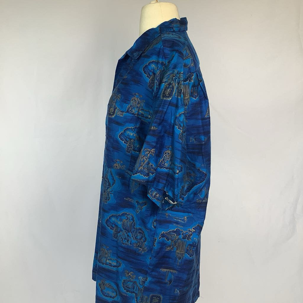 60s Royal Blue Aloha Shirt