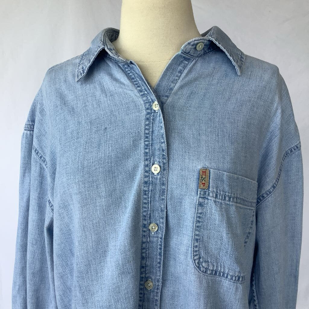 Pre 1981 Express Denim Button Down, Rare - Made in British Crown Colony of Hong Kong