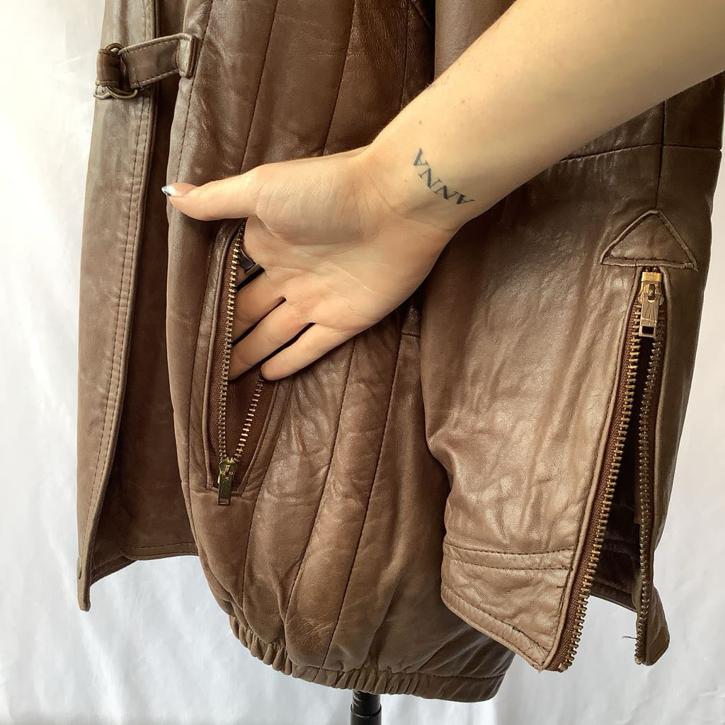 Vintage 1980s Jayskins Cagnac Oversized Leather Jacket w/ Beautiful Hardware