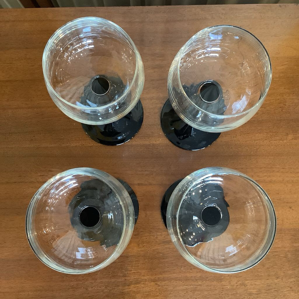 1980's Libbey Black Stem Glasses