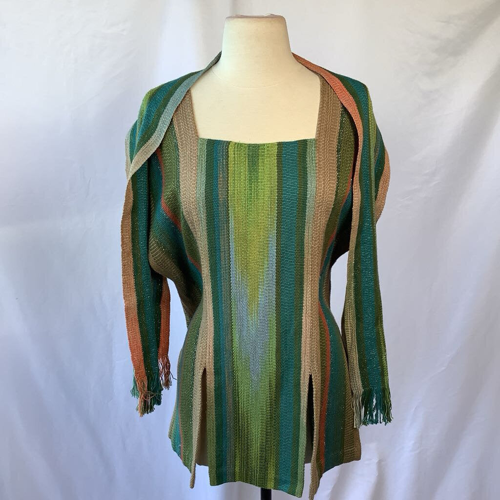 Knit Poncho with Sash