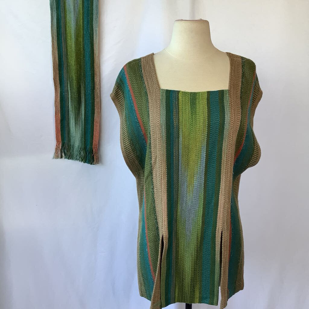 Knit Poncho with Sash