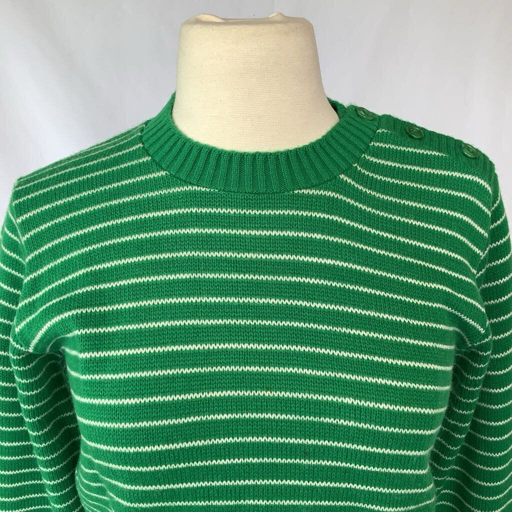 60s/70s " Kenneth Too" Green Striped Sweater