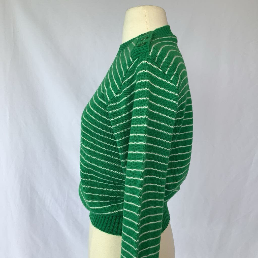 60s/70s " Kenneth Too" Green Striped Sweater
