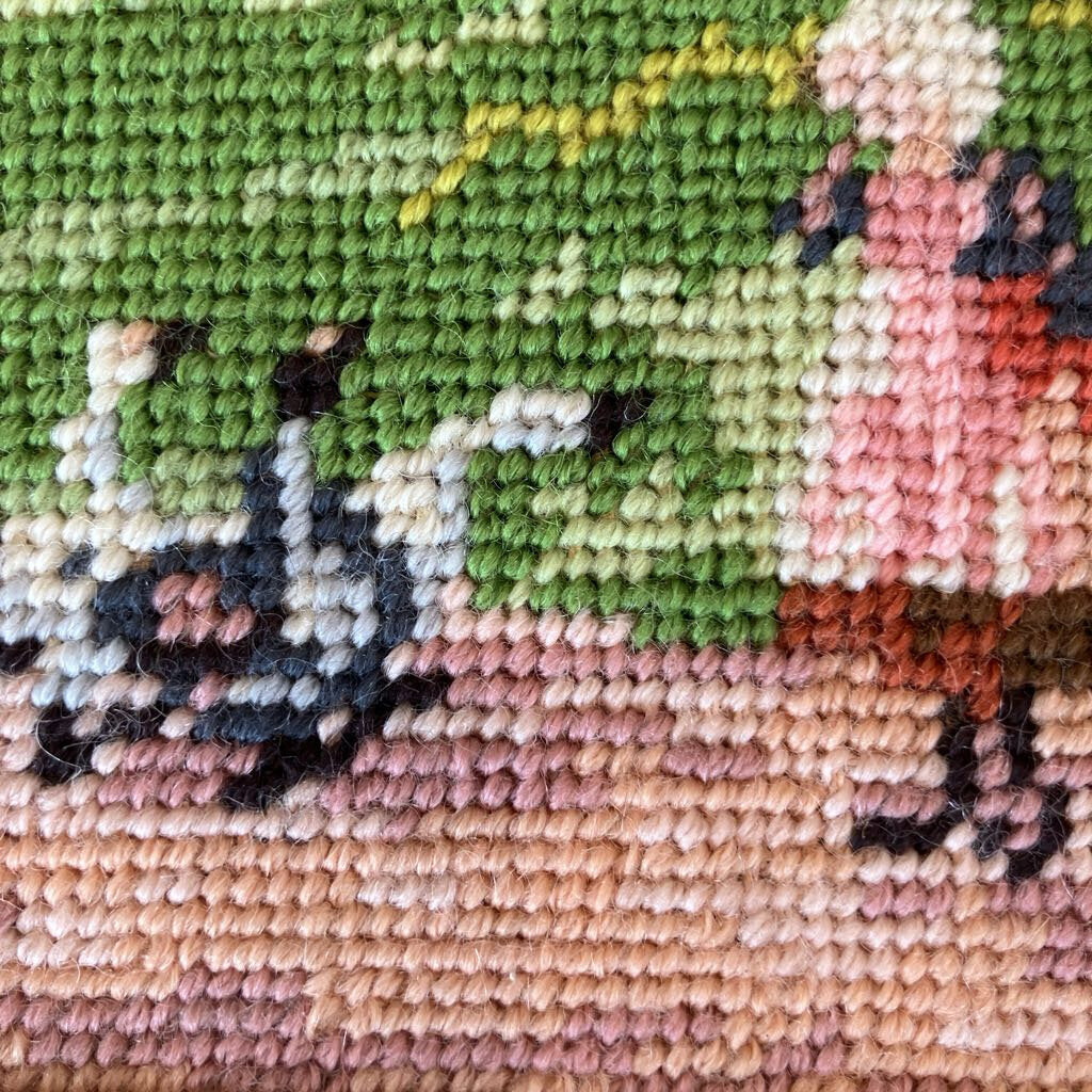 Vintage Needlepoint Farmhouse Scene