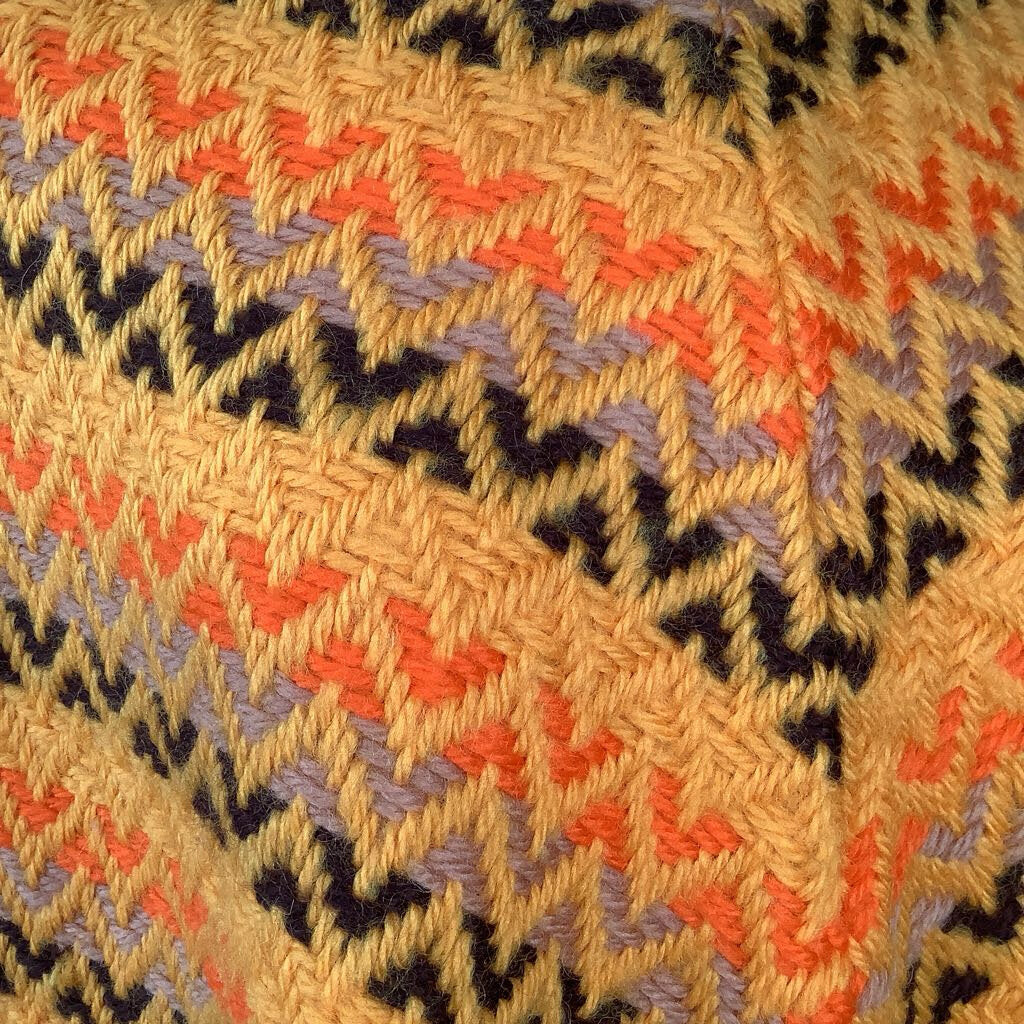1970s Orange & Brown Wool Poncho