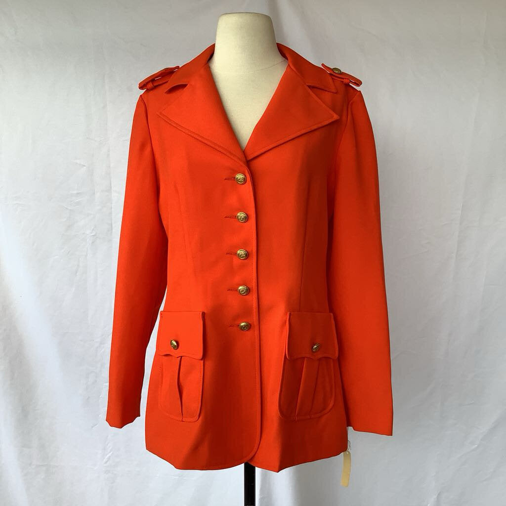 1960s Orange Military Style Blazer, Deadstock Original Tags Attached