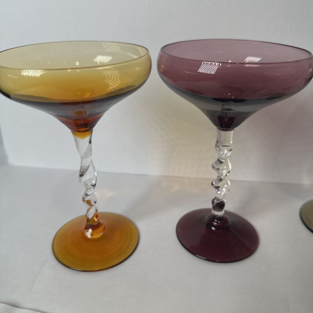 Vintage Twisted Stem Champagne Coupe Set