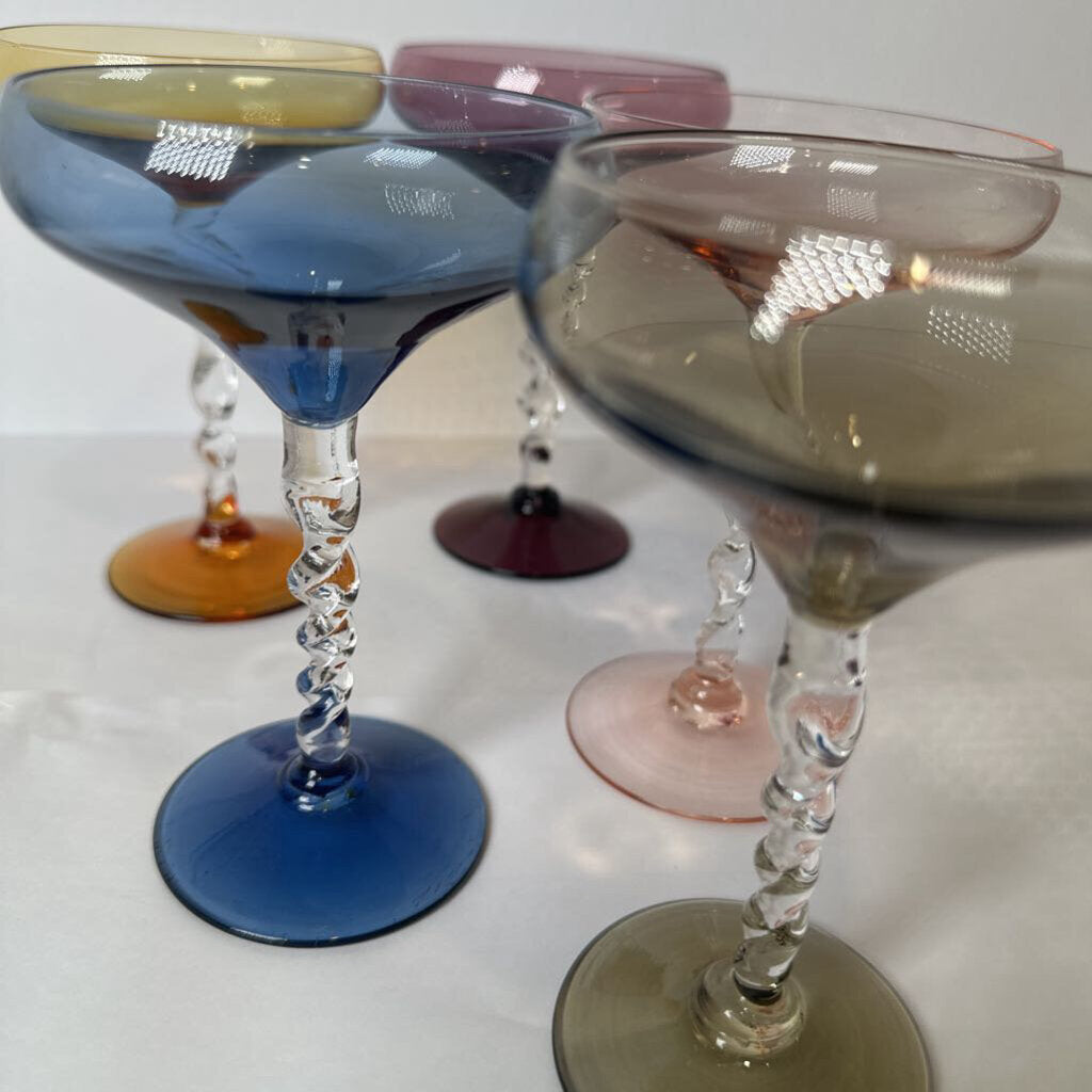 Vintage Twisted Stem Champagne Coupe Set