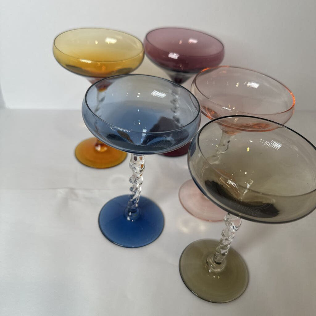 Vintage Twisted Stem Champagne Coupe Set