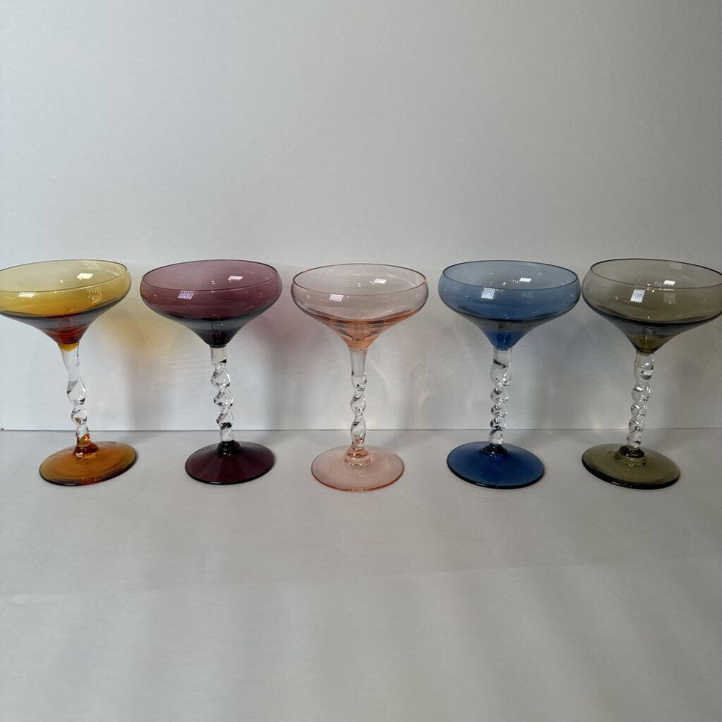 Vintage Twisted Stem Champagne Coupe Set