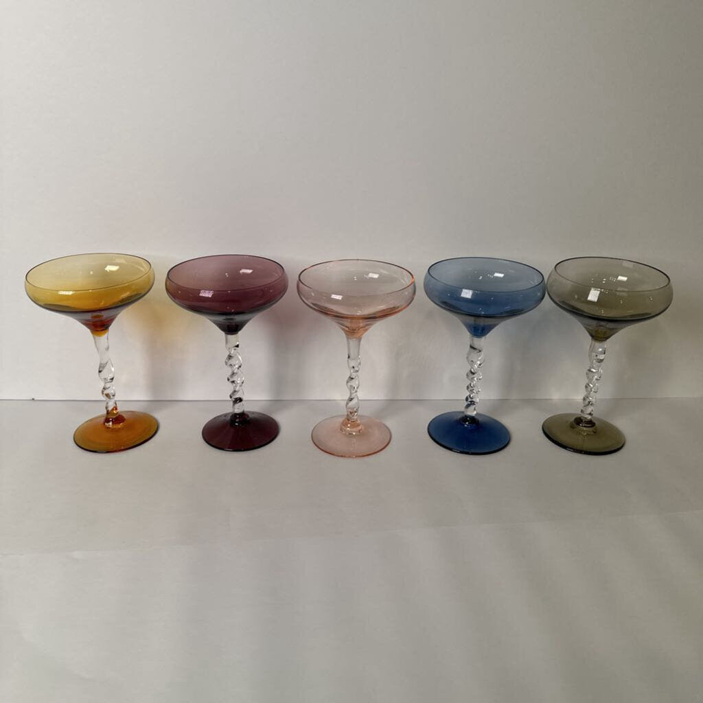Vintage Twisted Stem Champagne Coupe Set