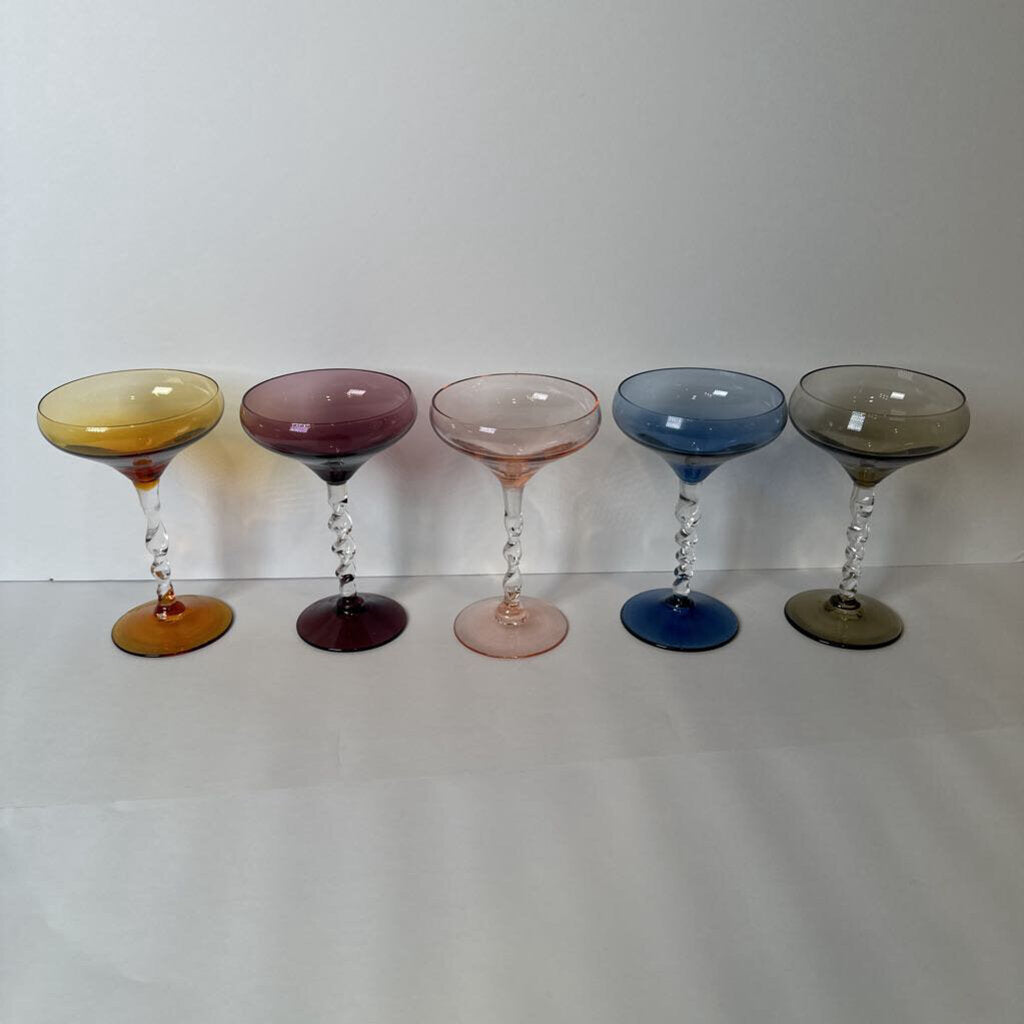 Vintage Twisted Stem Champagne Coupe Set