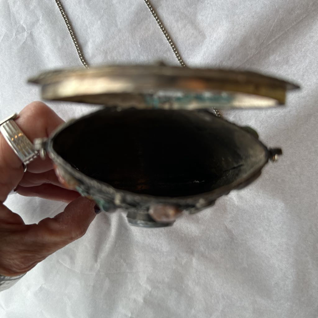 Vintage Metal Sajai Purse w/ Agate Stones