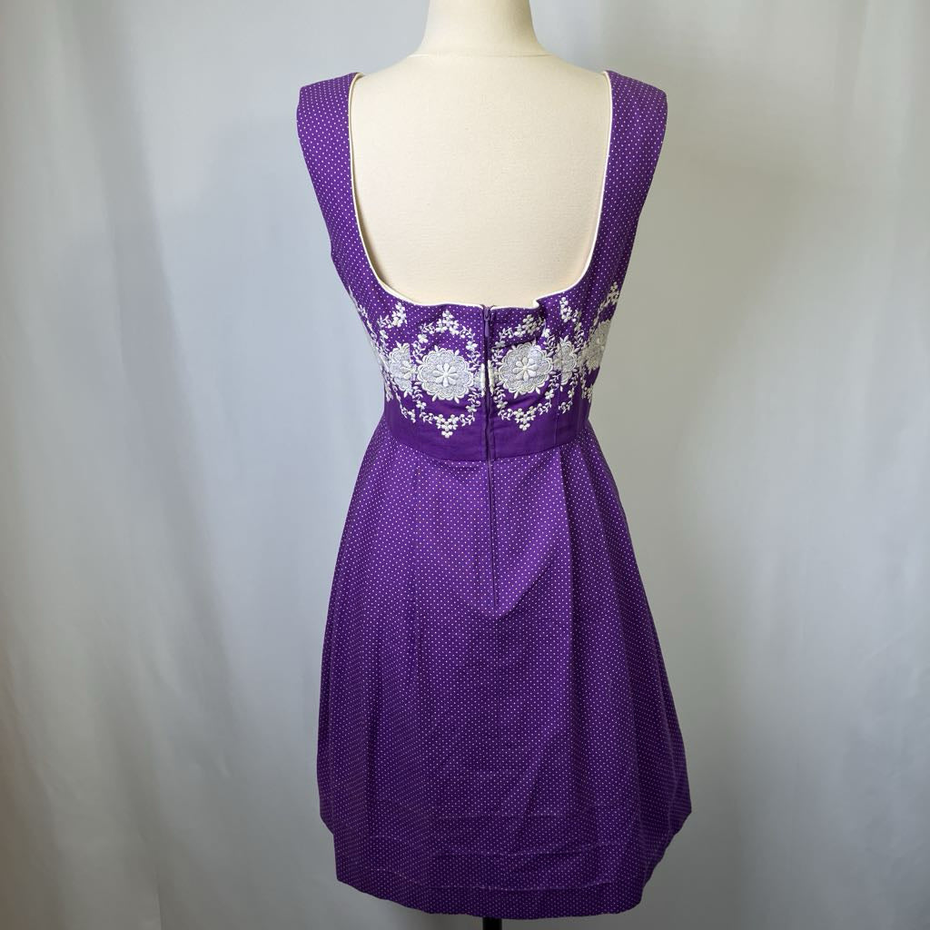 Purple Embroidered Dirndl Dress