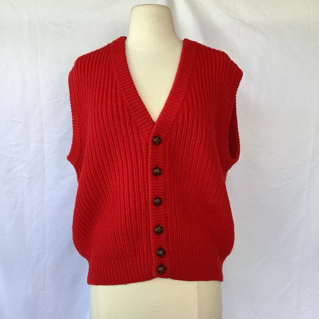 1980s Bennetton Oversized Red Sweater Vest