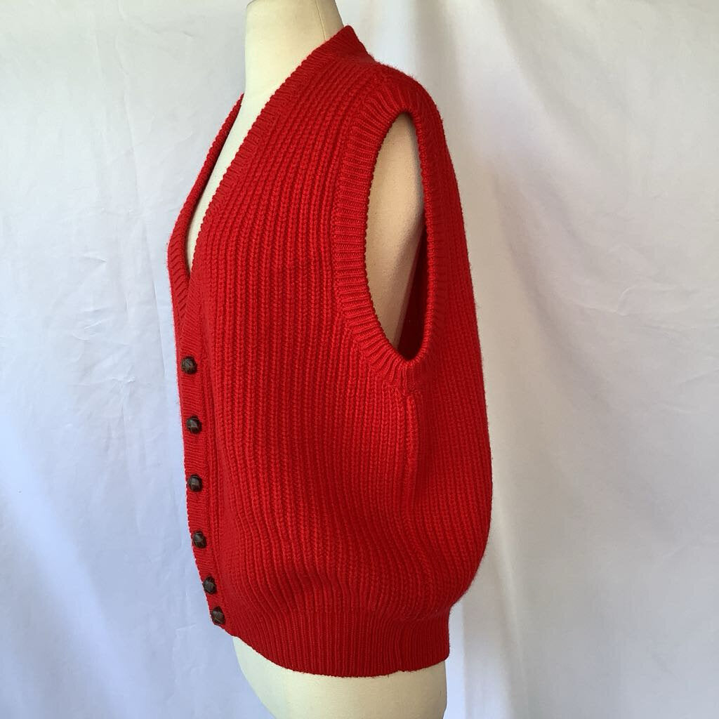 1980s Bennetton Oversized Red Sweater Vest